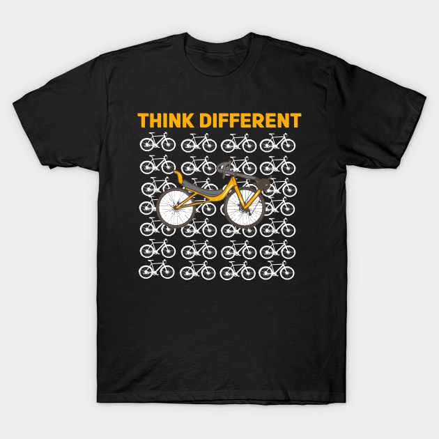 Recumbent Bike Think Different T-Shirt by maxcode